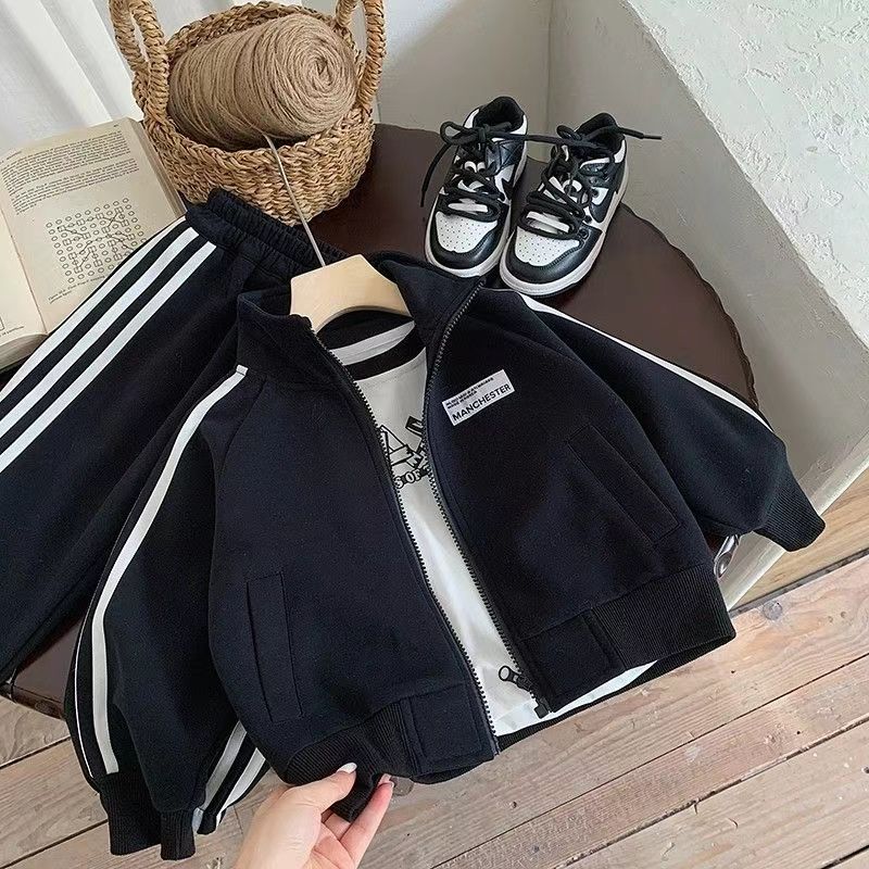 男童套装秋季新款帅气宝宝休闲秋装拉链衫两件套儿童春秋男童套装