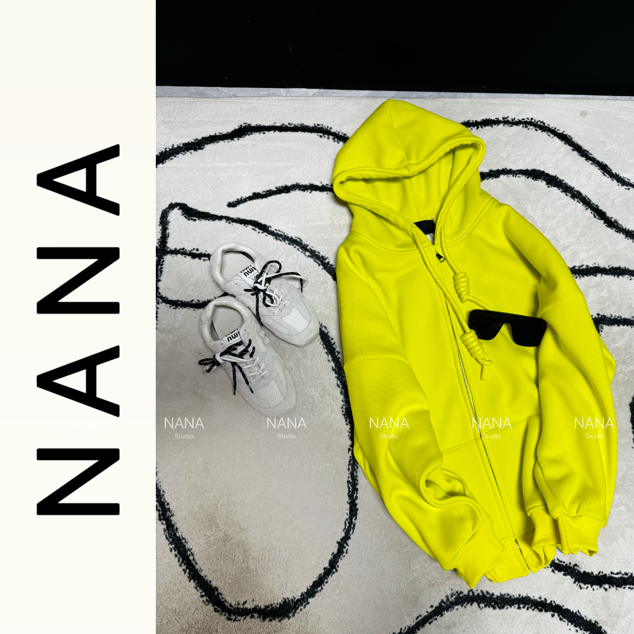 NANA STUDIO【纯色外套版】纯色拉链连帽宽松加绒大版重磅外套22285