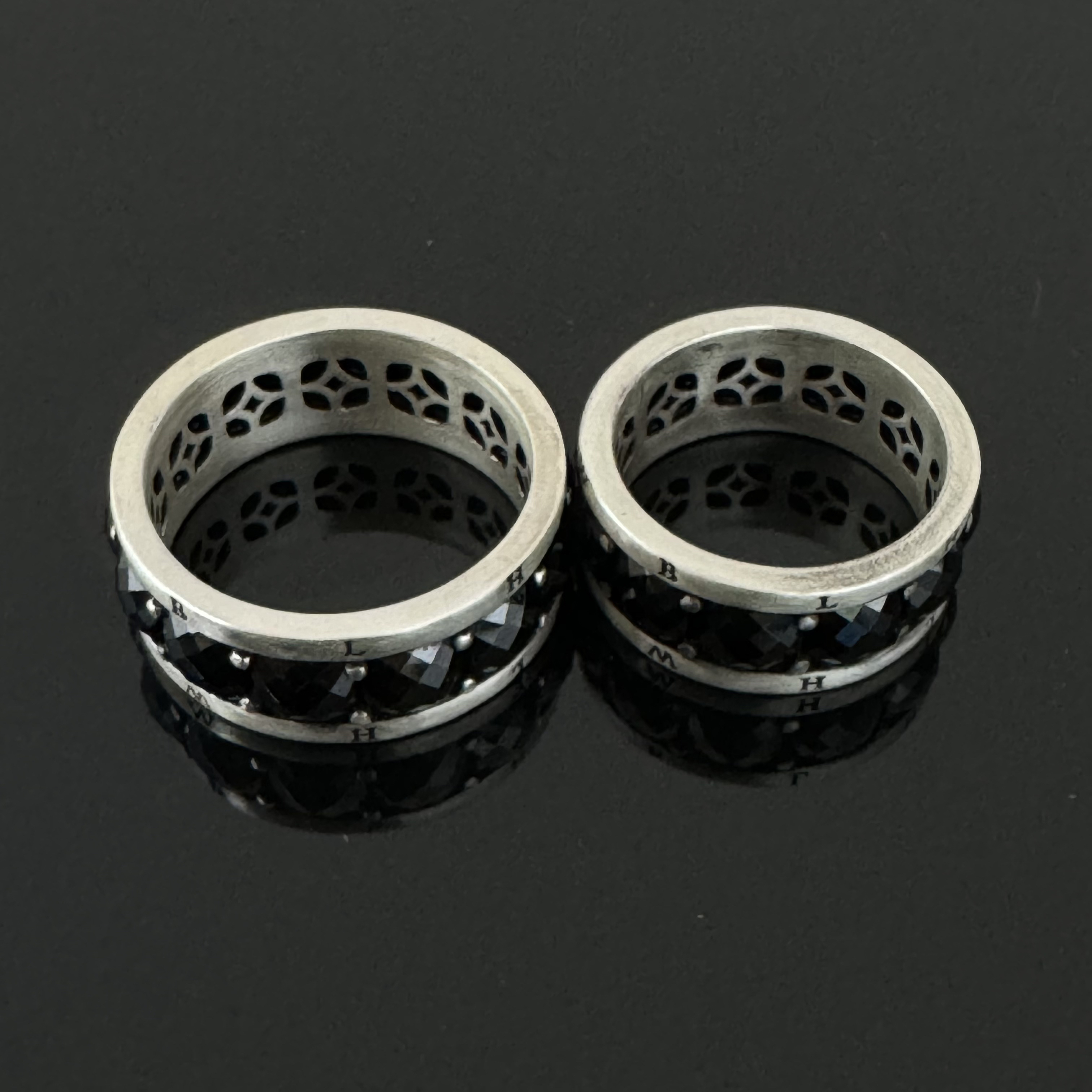 925银锆石戒指 WBLH乌巴拉花原创新款复古潮酷黑锆石男女对戒