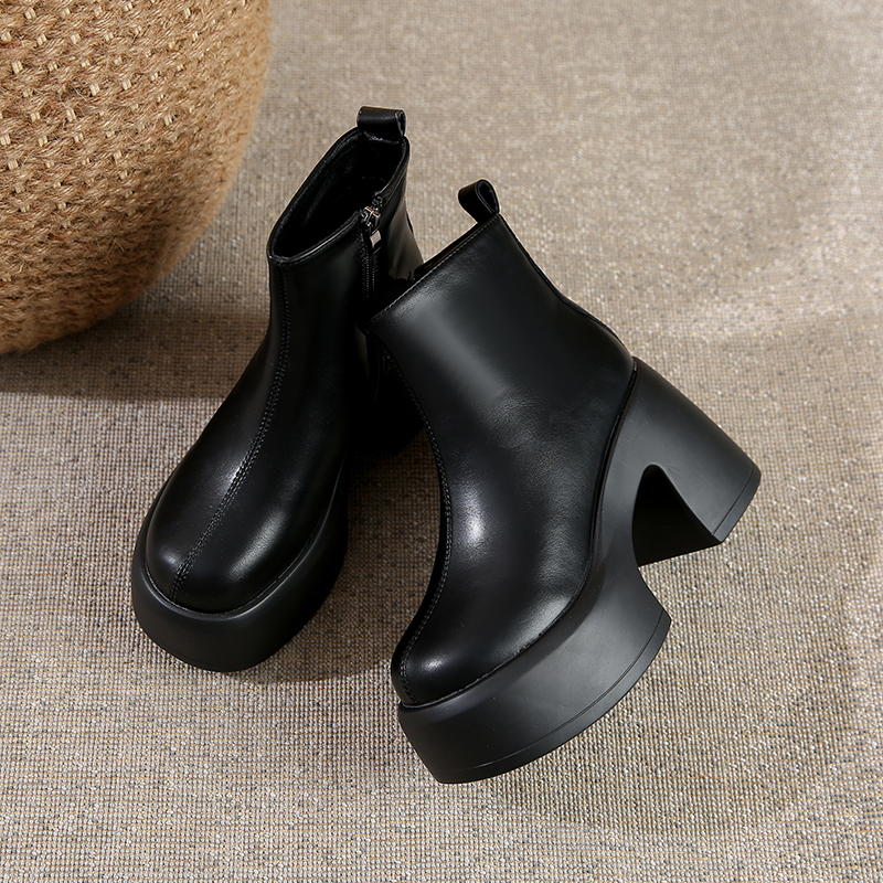 厚底小个子增高马丁靴女短靴新款秋冬季加绒网红女士瘦瘦靴子百搭