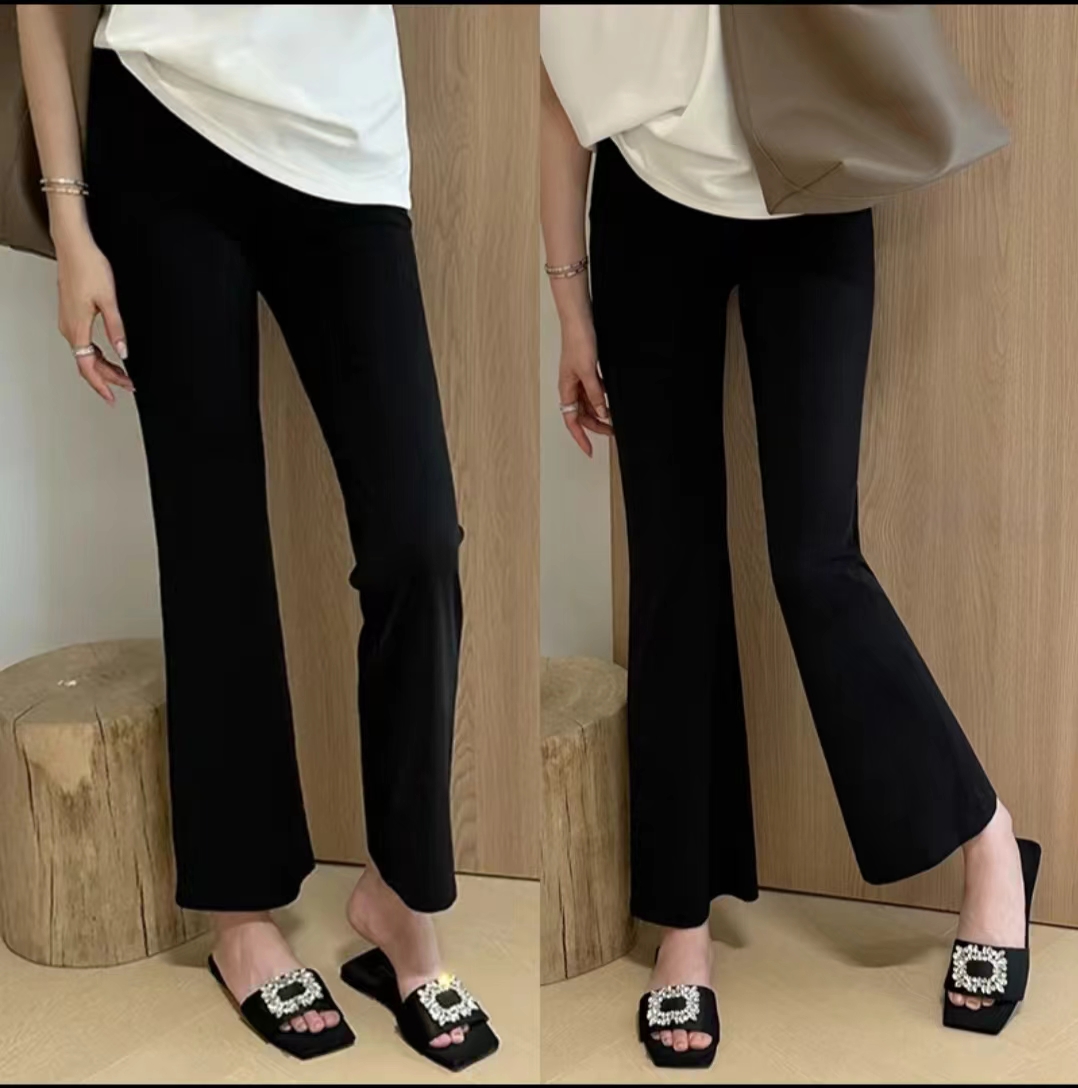 秋季欧货时尚百搭垂感显瘦微喇叭裤女小个子高腰休闲九分西裤