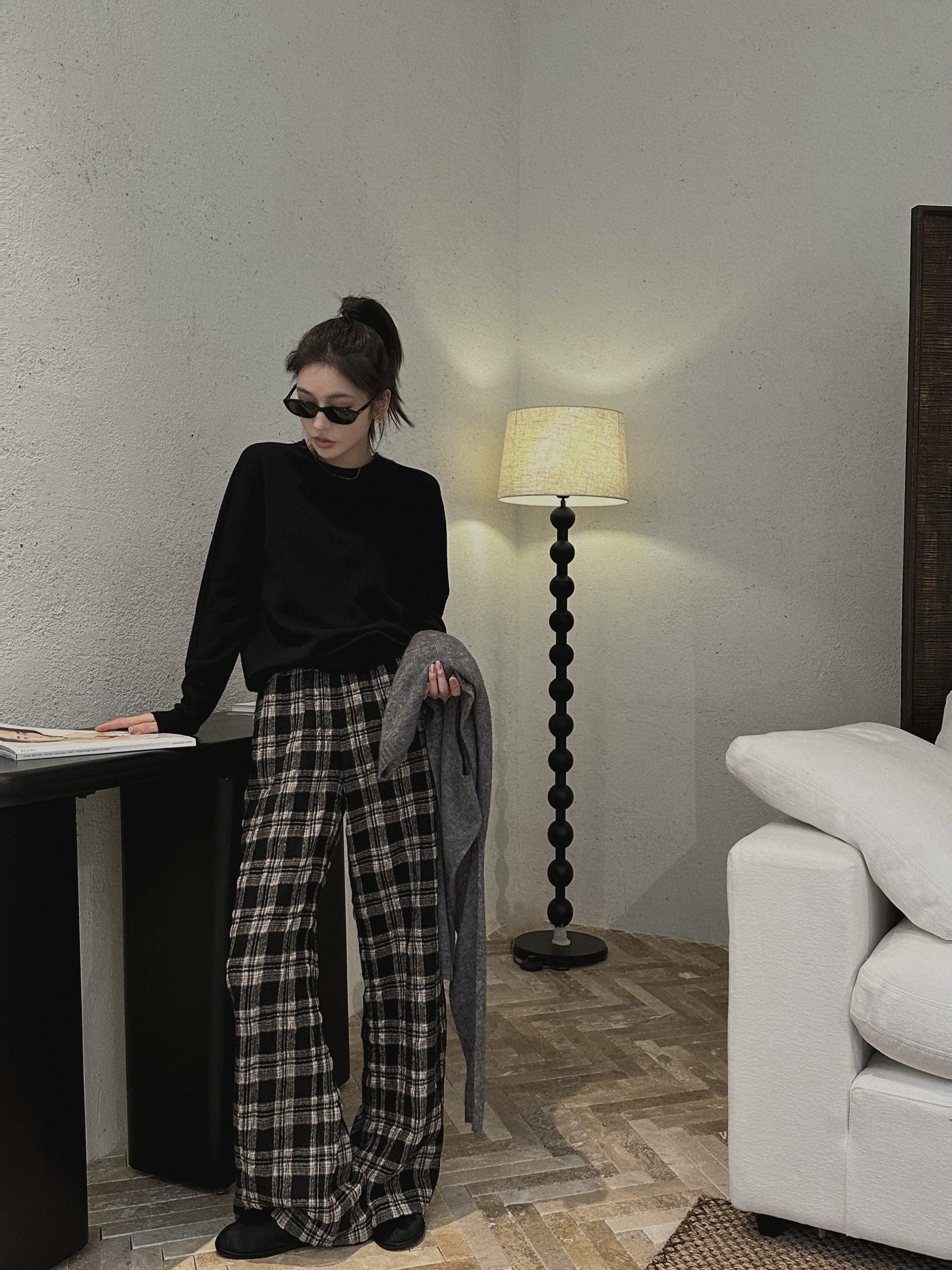 金子/JZ SO MUCH【爱豆的机场裤】2025秋冬全对格子简约羊毛裤