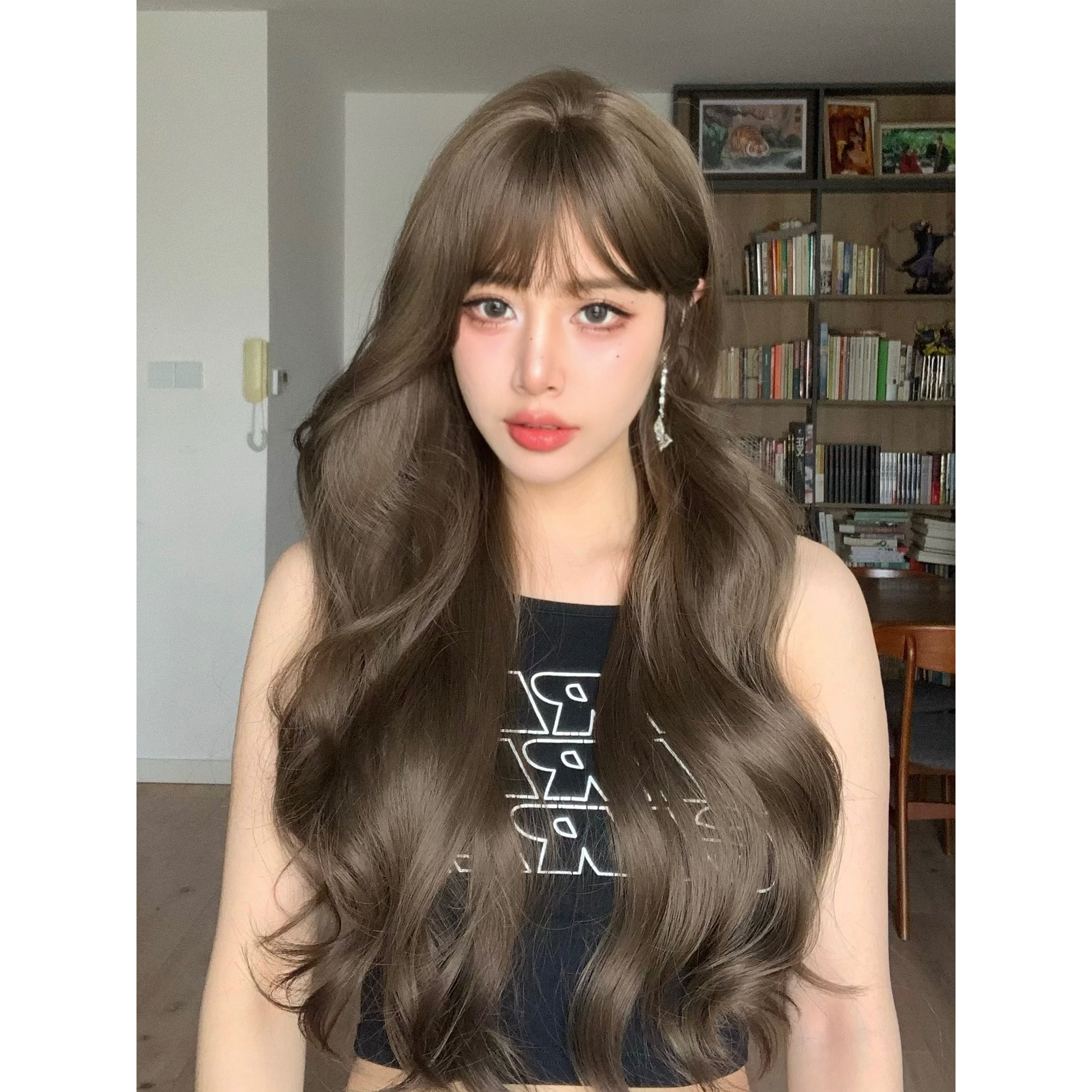 杨豆奶【冰冷心事】假发女温柔气质榛果灰棕色大波浪长卷发假发