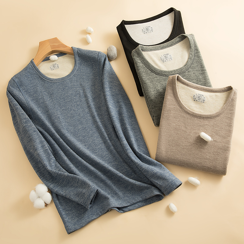 羊毛蚕丝保暖内衣套装秋冬季男款秋衣秋裤男士无痕打底衫御寒圆领