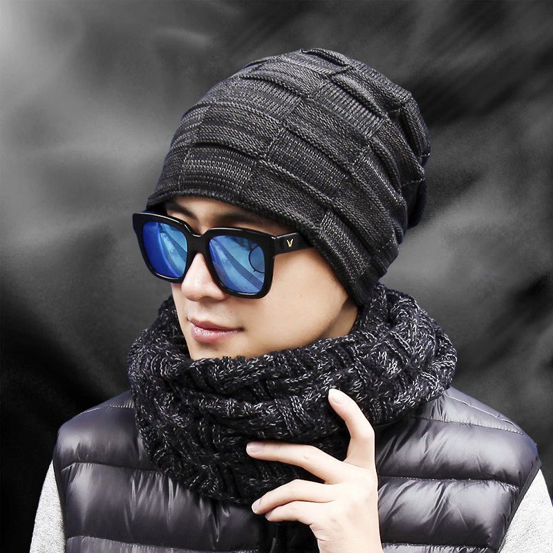 帽子男秋冬保暖防寒护耳毛线帽男士冬季潮牌加绒骑车帽包头针织帽