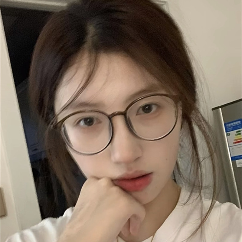 恩培6814冷茶色超轻圆框近视镜框网红复古学生蓝光ins韩版防辐射