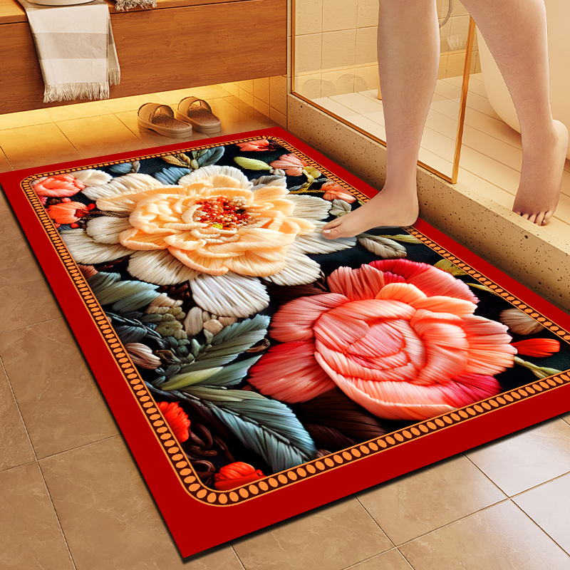 加厚硅藻泥入户门地垫浴室卫生间玄关门口垫吸水防滑耐脏进门脚垫