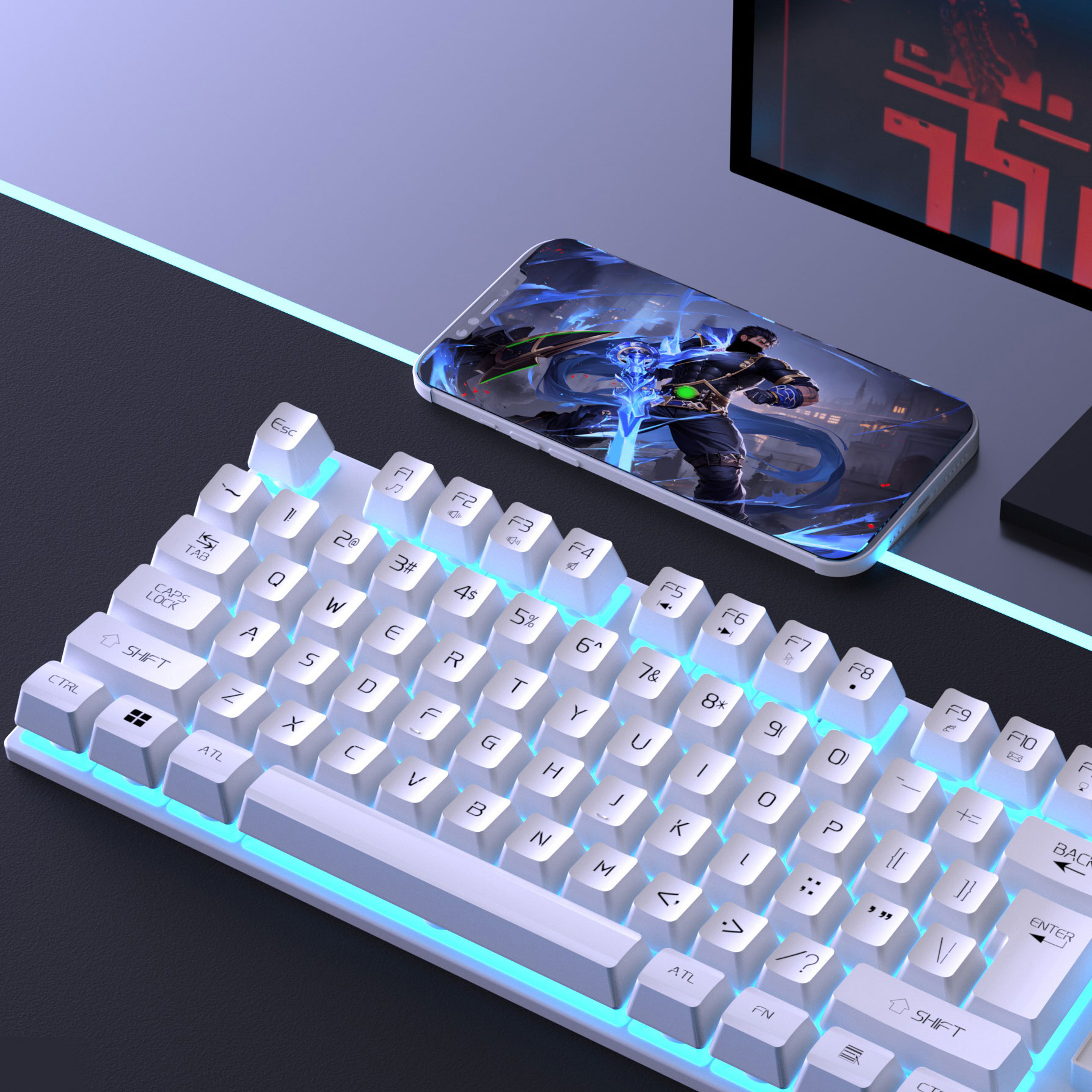 真机械手感键盘鼠标发光游戏台式电脑笔记本有线办公专用打字家用