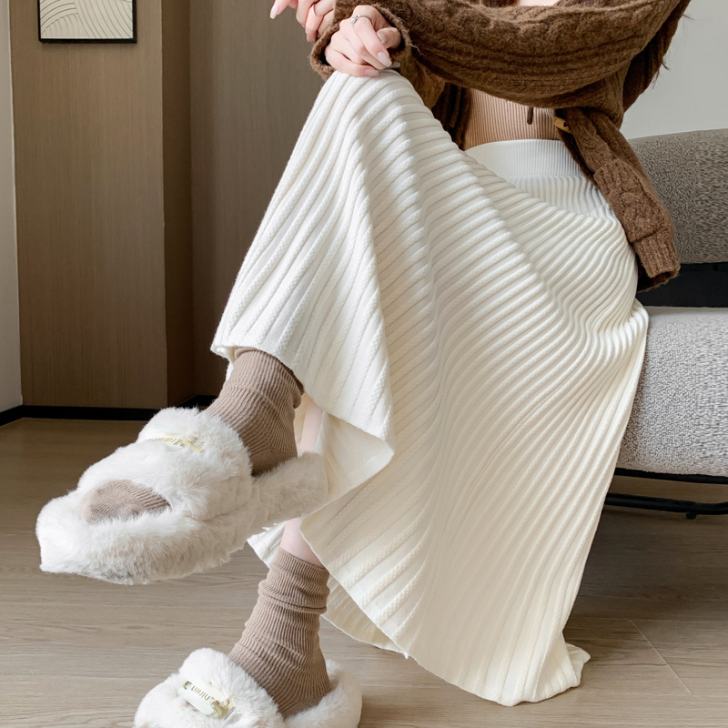 【冲量价】针织百褶裙半身裙2024秋冬新款软糯气质高腰百搭A字裙子