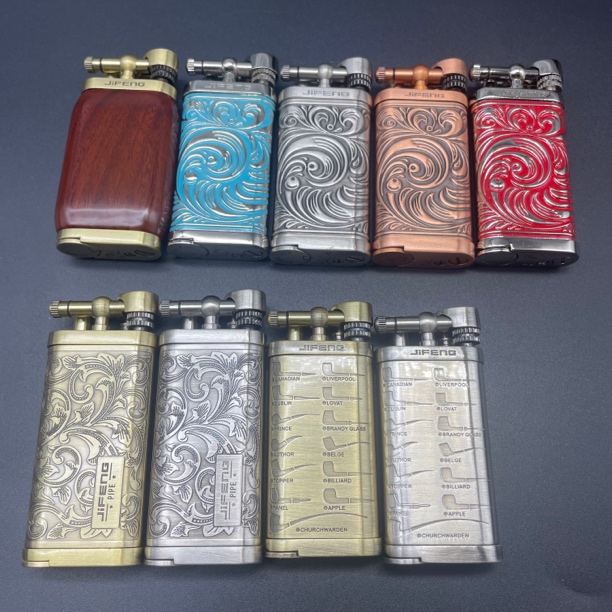 正品JIFENG季风烟斗打火机自带压棒充气体斜火烟斗配件放气发货