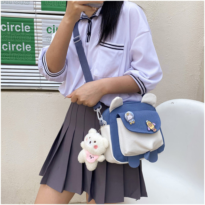 可爱帆布儿童简约包包休闲女孩斜挎包时尚卡通布艺女童单肩斜挎包