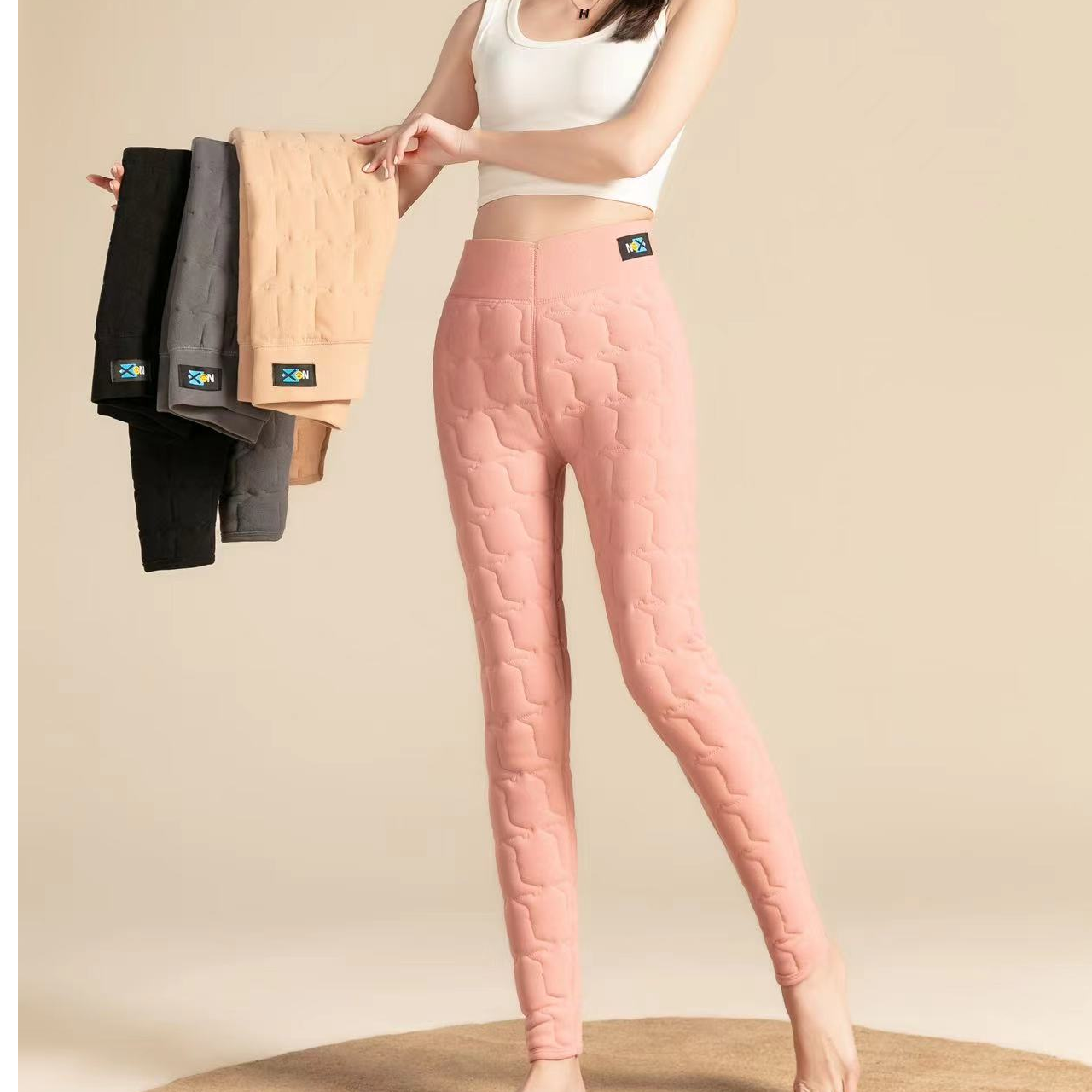 新款女士加大码高腰加绒加厚外穿雪地保暖休闲裤（QMY001）