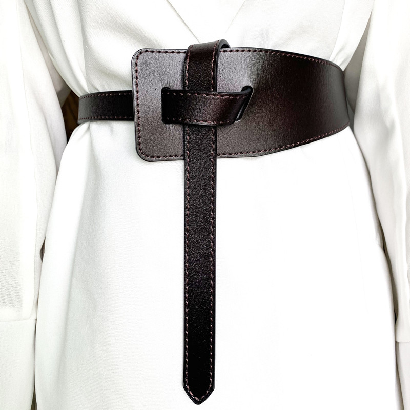 装饰宽腰带女士配裙子大衣毛衣束腰黑色真皮腰封外搭配饰百搭皮带