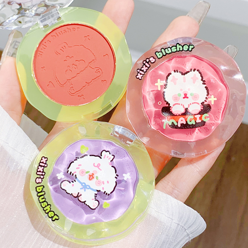 xixi玩偶崽崽氛围腮红腮紫哑光提亮膨胀收缩色晒红胭脂高光D-574