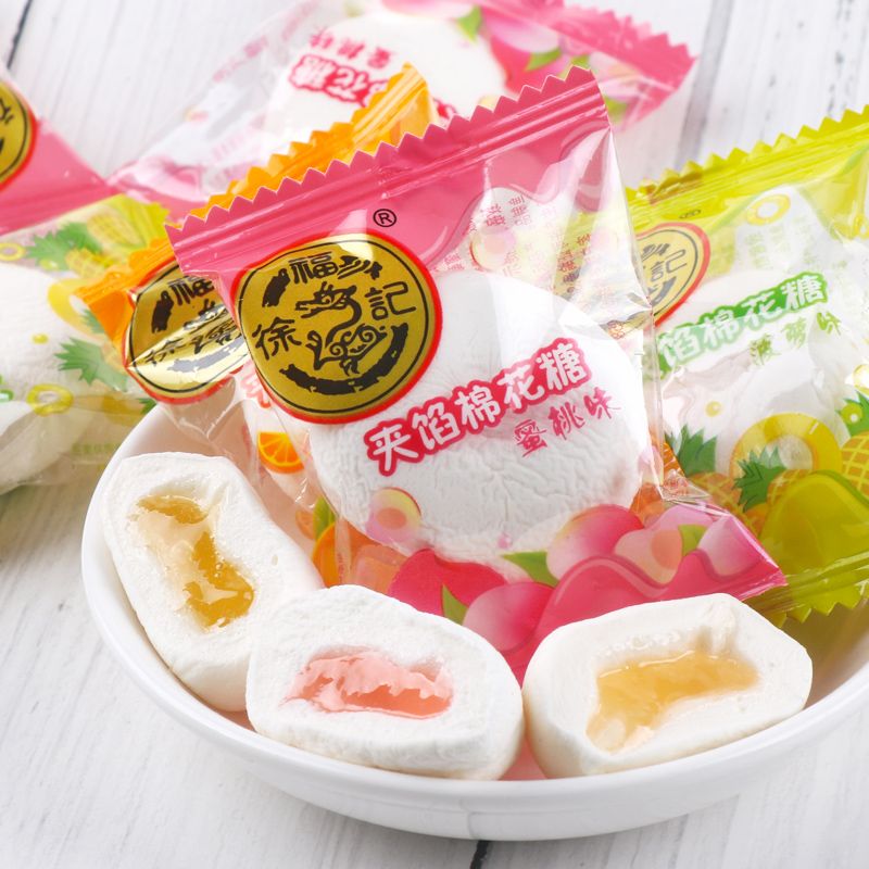 徐福记棉花糖水果汁夹心软糖散装雪花酥结婚礼喜糖果批发年货零食