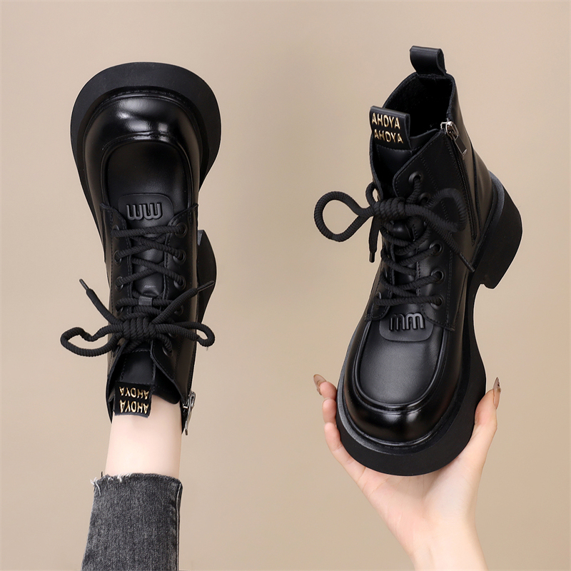 马丁靴女厚底显瘦爆款2025年秋冬新款加绒短靴时尚百搭软底单靴子