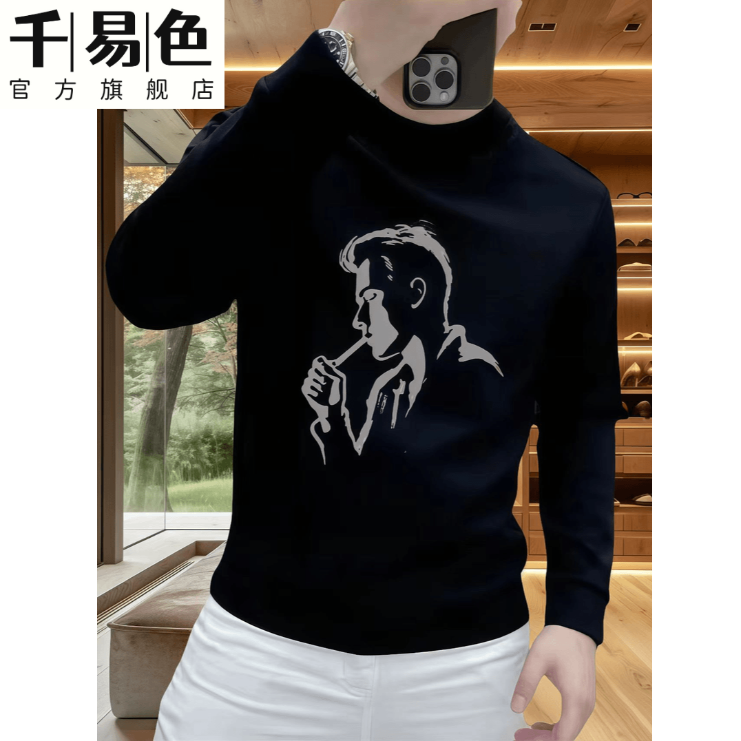 2025秋冬季新款潮牌印花卫衣男士流行套头圆领长袖休闲百搭上衣潮
