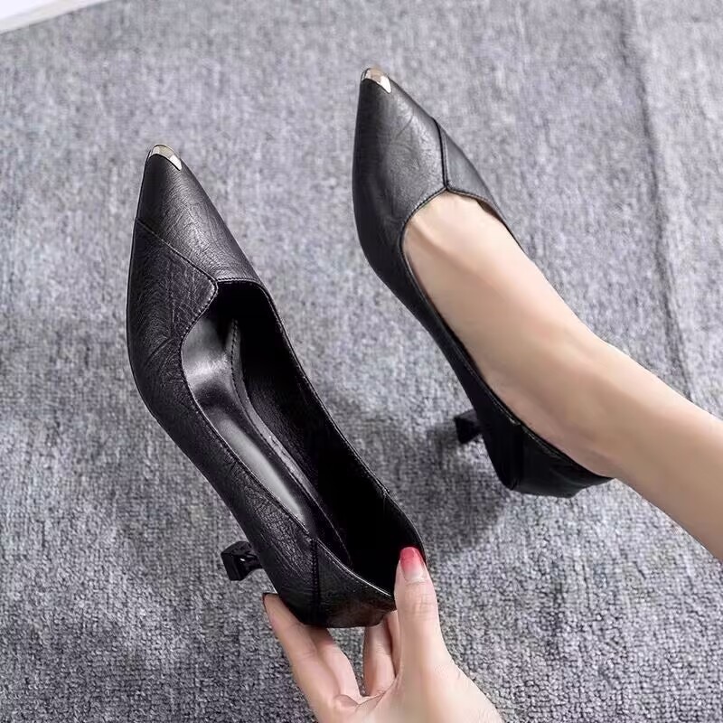 空乘高跟鞋女细跟2025年新款3cm小跟职业尖头单鞋黑色空姐工作鞋