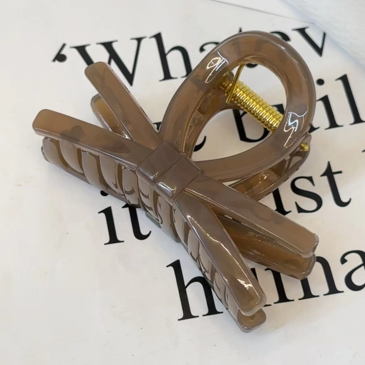 新款交叉蝴蝶结8cm气质简约半扎发抓夹中号夹子百搭鲨鱼夹头饰