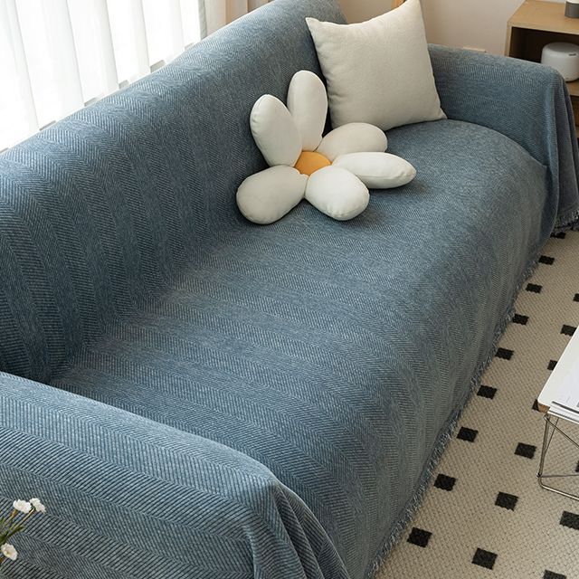 雪尼尔沙发巾人字纹防猫盖布四季通用防尘新中式沙发垫全盖套罩毯