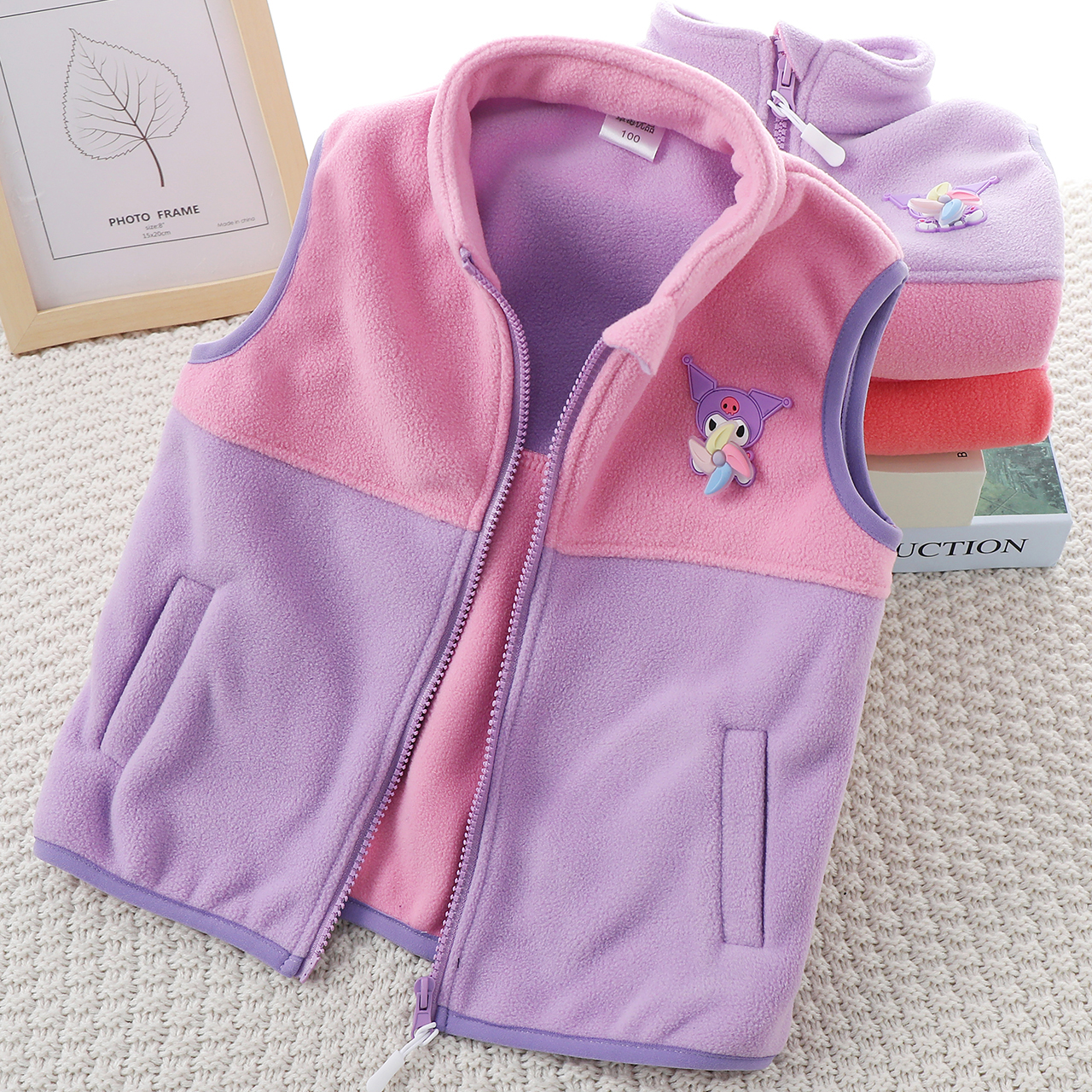 女童摇粒绒马甲春秋装抓绒儿童坎肩外穿女宝无袖上衣宝宝马夹背心