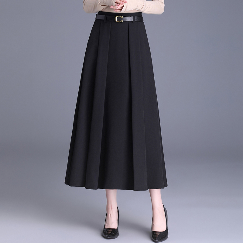 2025年春秋新款气质高腰百搭半身长裙职业西装显瘦黑色大摆A字裙