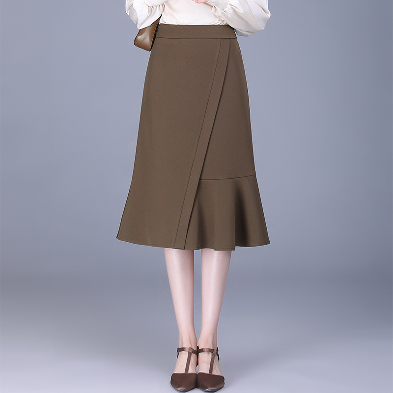 鱼尾裙子包臀裙2024秋季新款小个子高腰a字显瘦中长款韩系半身裙