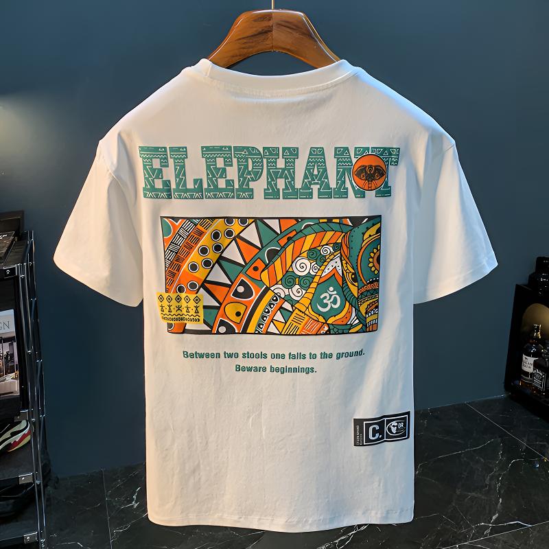 美式短袖男夏季潮牌印花修身薄款T恤2024年新款半袖体恤衫上衣男