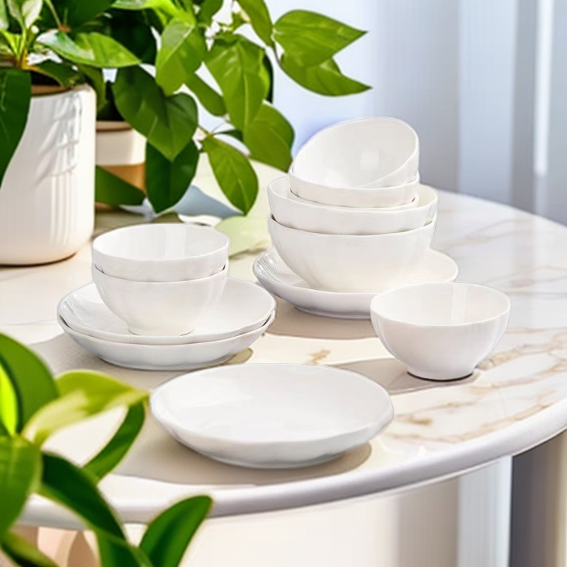 【十件套】纯白南瓜高颜值餐具四盘六碗组合乔迁家用盘碗陶瓷碗盘