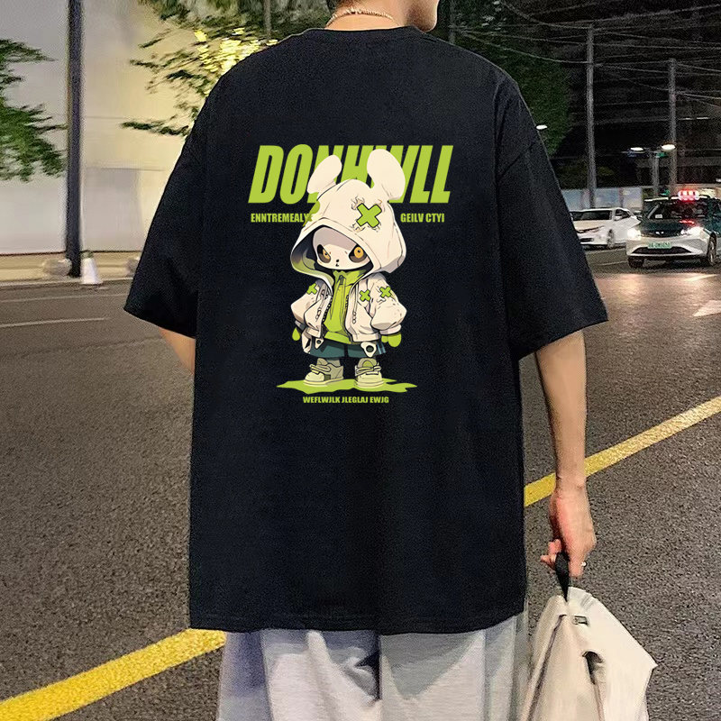 纯棉短袖T恤男女同款潮牌宽松大码上衣服夏装半袖2025新款学生ins