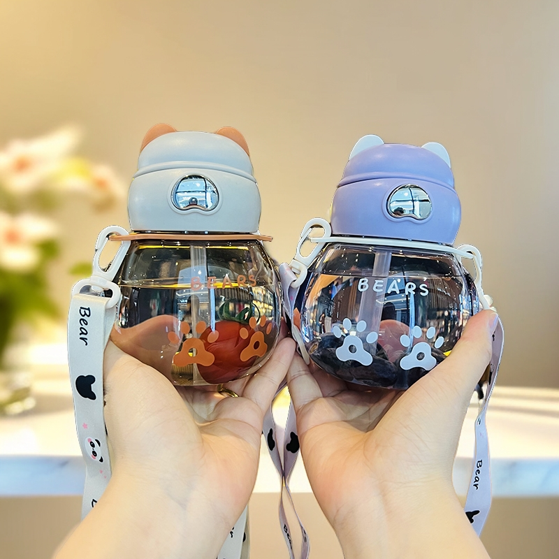 复乐高颜值卡通大容量儿童女生可爱吸管水杯小巧可爱便携背带杯子