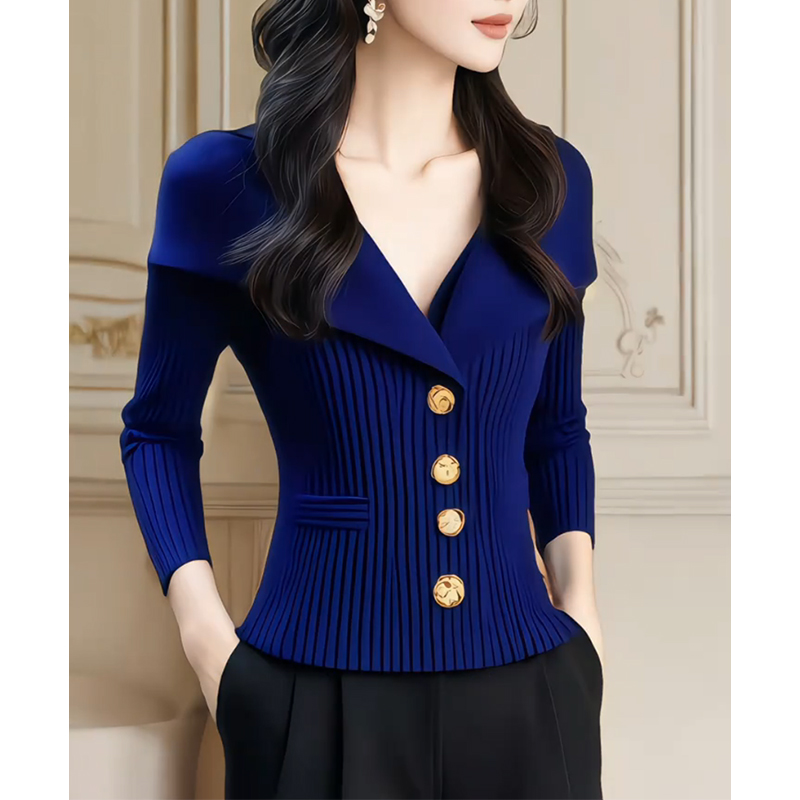 2025新款春秋时尚气质收腰针织衫女装潮牌设计感修身针织开衫上衣