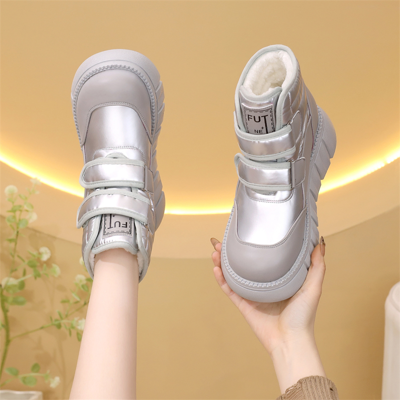 雪地靴女款2024新款厚底东北棉鞋冬季加绒魔术贴棉靴户外防水防滑