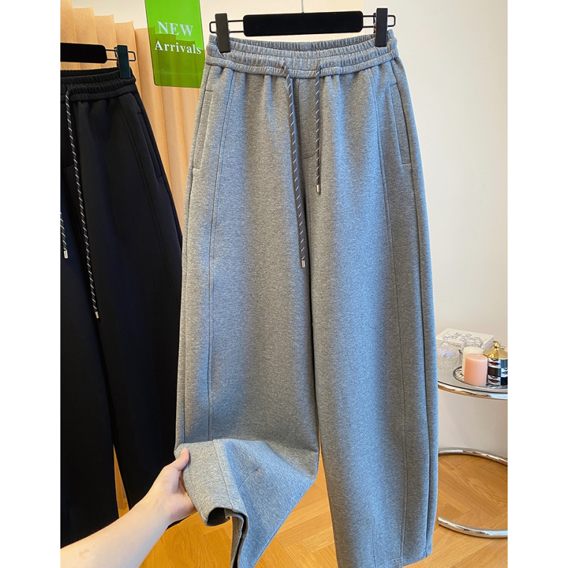 高级感灰色香蕉裤女春秋2024新款宽松休闲卫裤弯刀裤镰刀裤长裤子