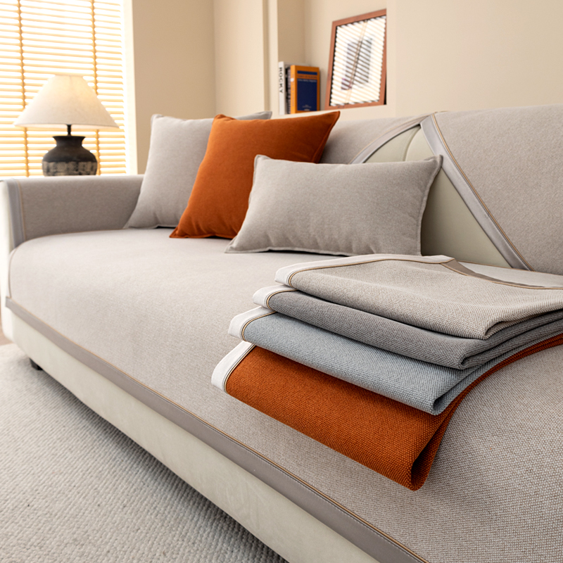 【静心素雅】高档纯素色雪尼尔麻沙发垫防滑沙发垫简约