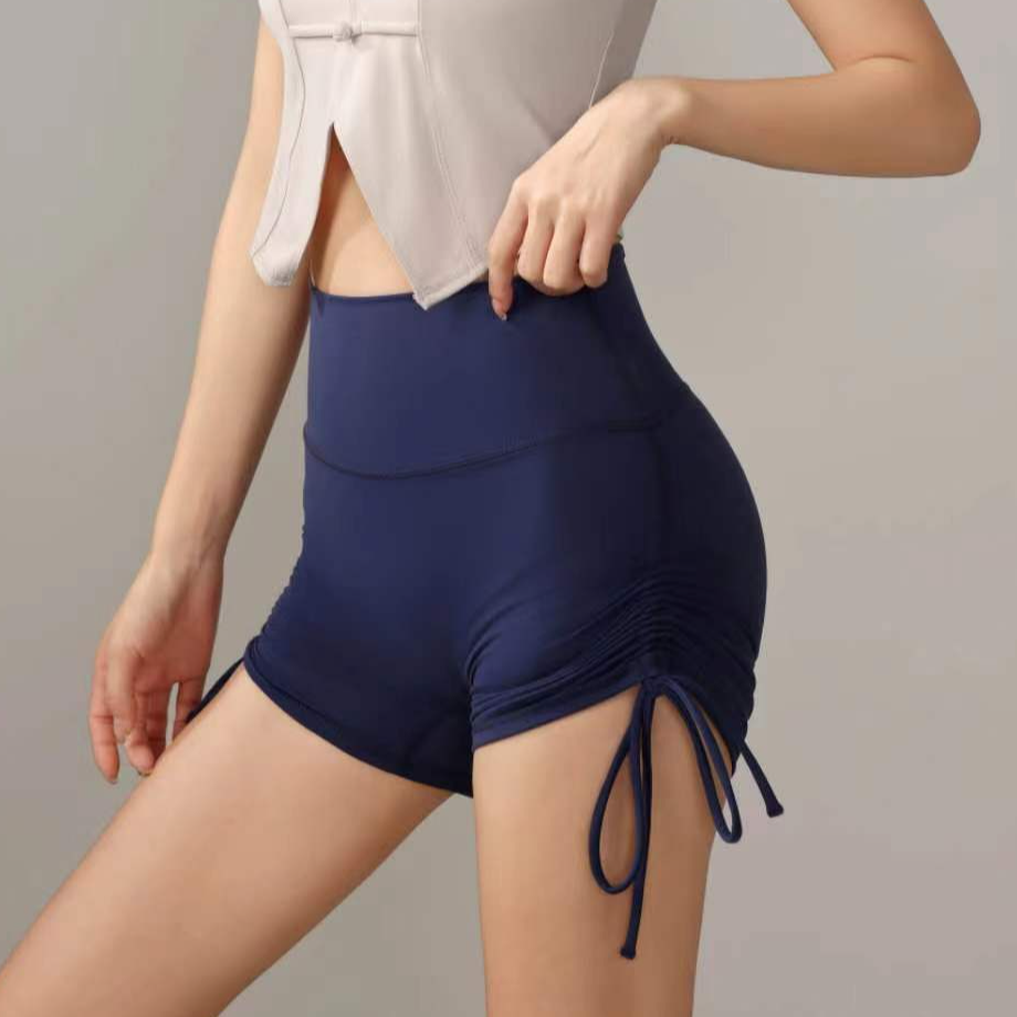 热辣紧身抽绳提臀运动瑜伽短裤热裤弹力防走光高腰外穿