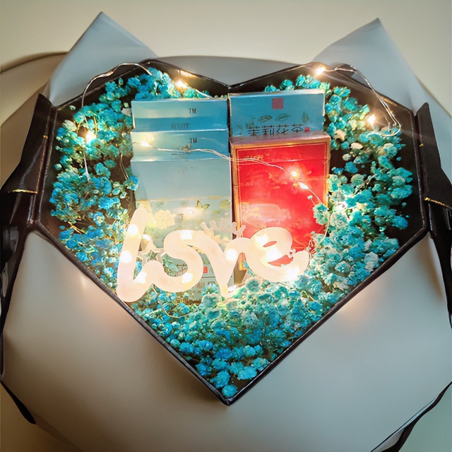 情人节成品装烟礼盒满天星干花送男朋友老公生日礼物感动走心diy