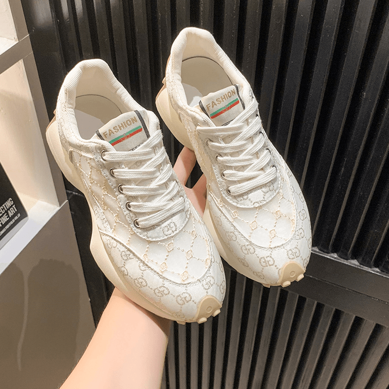 网红夏季时尚厚底欧根纱网面透气轻奢风小蛮腰华夫鞋女