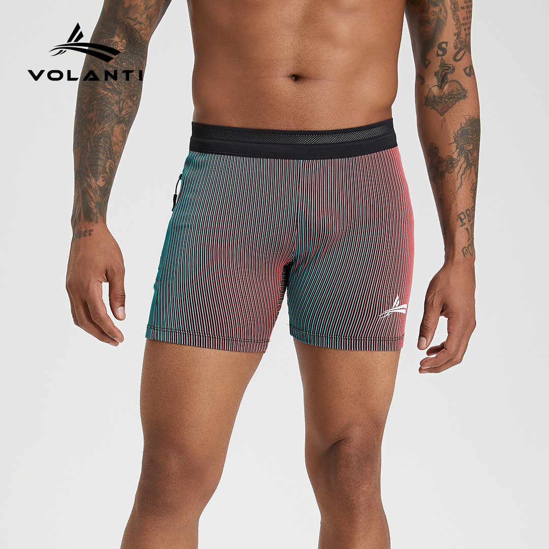 Volanti沃兰迪螺纹智旋控温压缩紧身裤3分短弹田径短裤马拉松跑步