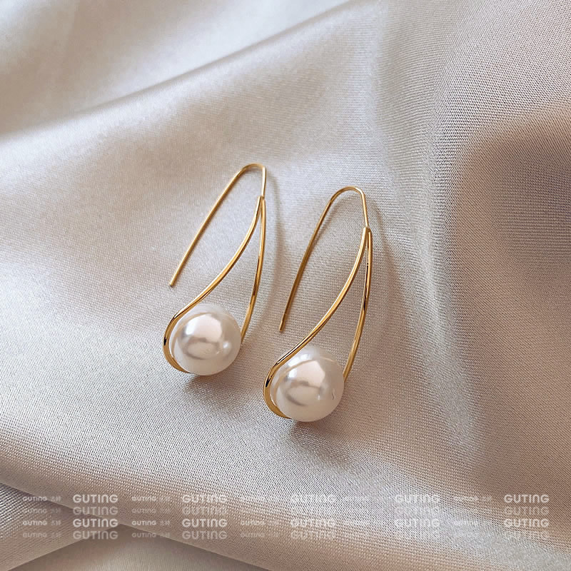 铜合金耳饰 12385法式珠珠耳环简约时尚瑞丽高级感耳饰冷淡风耳坠