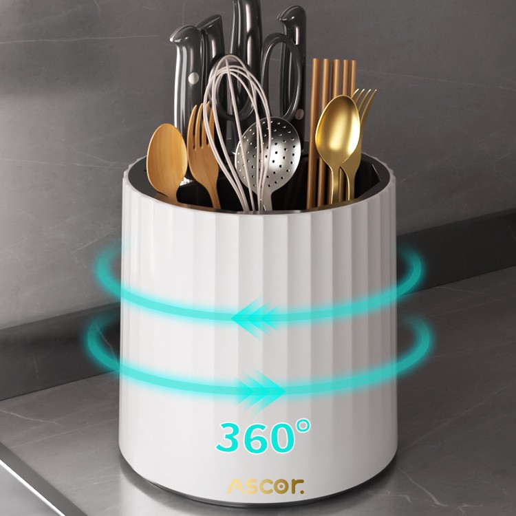 旋转刀架置物架多功能台面置物神器家用沥水刀筷一体收纳厨房用品