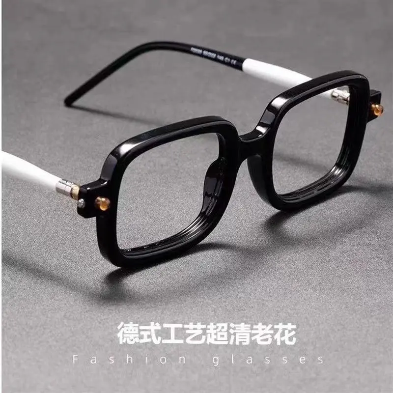 Germany德式工艺新款手工粗框高端老花镜男防蓝光抗疲劳大框眼镜