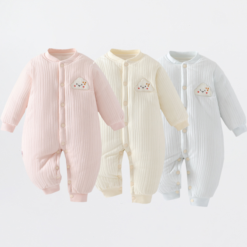 【专柜】冬季婴儿连体棉袄夹棉加厚新生儿棉衣开衫宝宝棉服外套春季