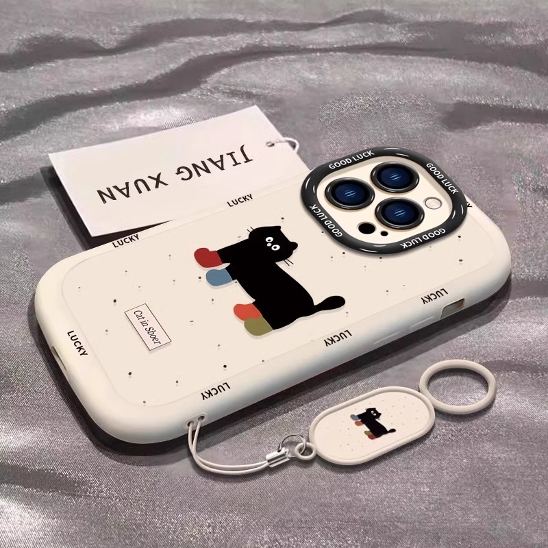 泼墨猫咪适用苹果17pro手机壳iPhone16pm防摔保护套15pro镜头全包