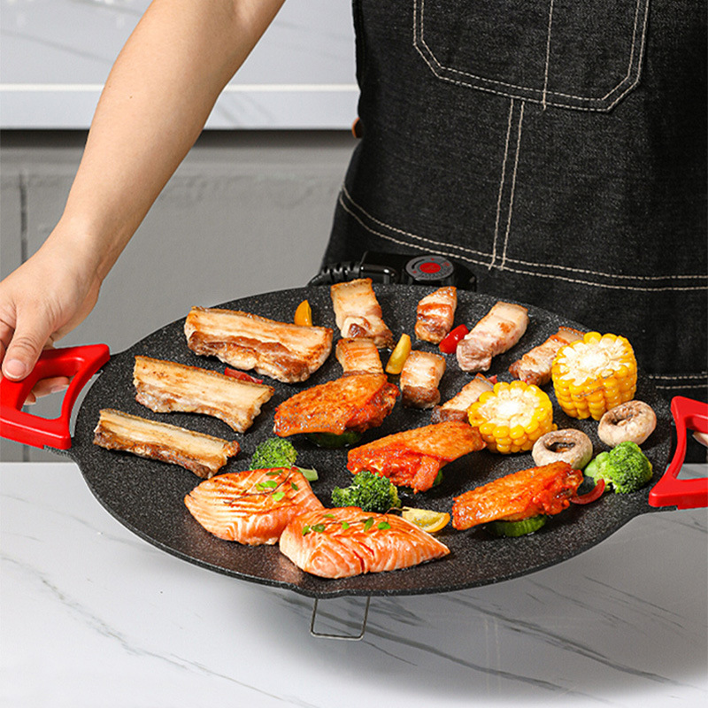 电烤盘烤肉炉不沾插电家用韩式麦饭石户外烤肉盘卡式炉烧烤盘烤盘