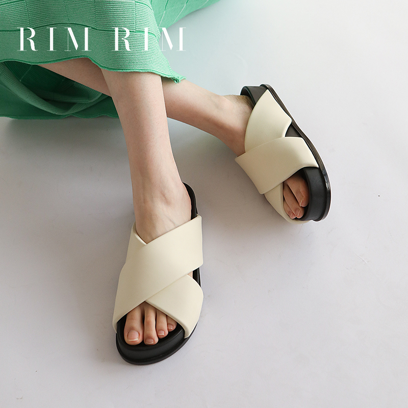 RIM RIM【松弛系列】云朵面包拖鞋绵羊皮休闲款软乎乎踩屎感沙滩鞋