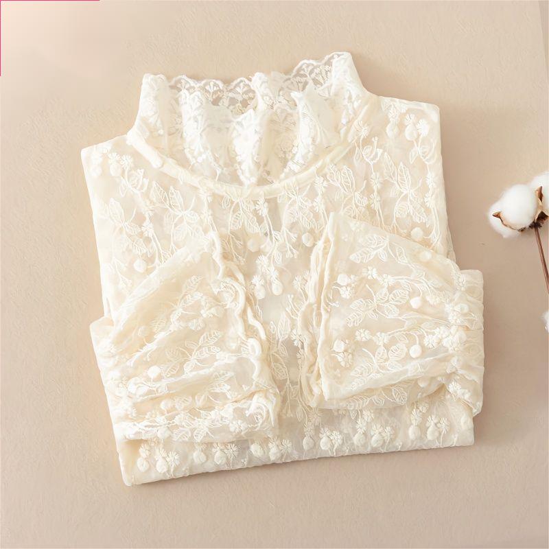 超仙的内搭蕾丝打底衫女2024秋冬季新款洋气百搭长袖网上上衣小衫