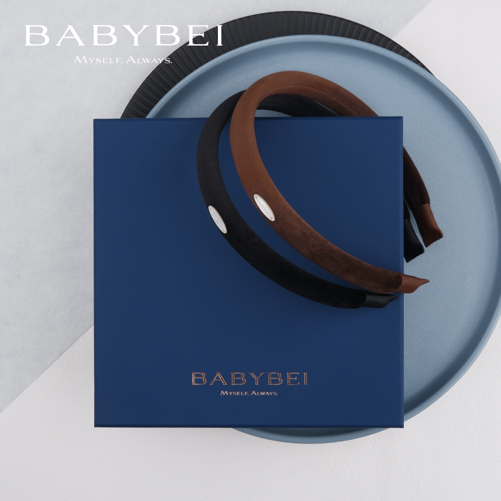 BABYBEI/初贝[吴千语同款]绒绒母贝细版发箍极简窄椭贝优雅黑咖
