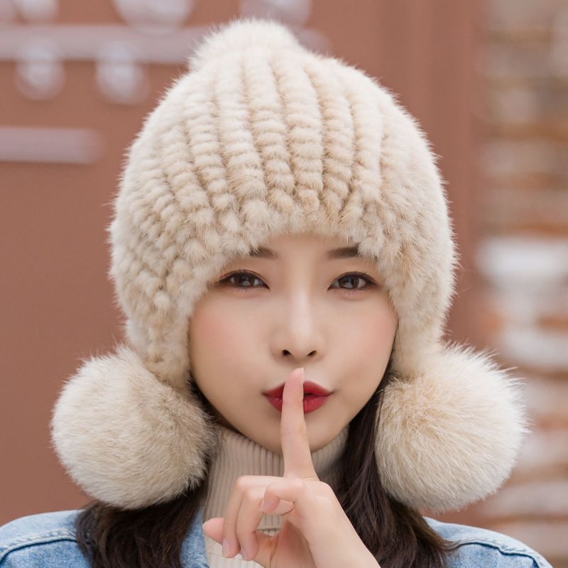 帽子女士秋冬季水貂毛新款冬天保暖护耳帽子女款2025款高级感秋冬