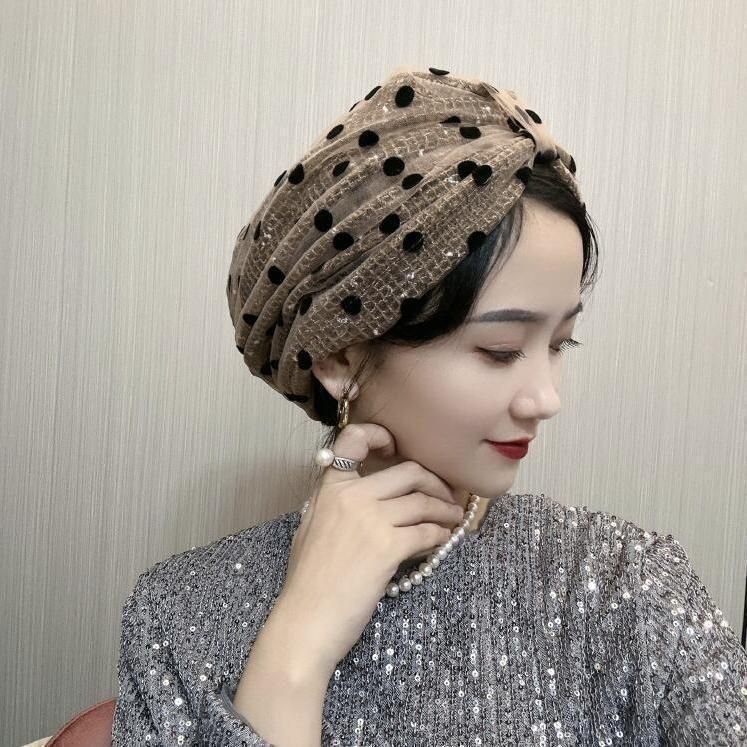 2023网红爆款印度帽工作中国风包头帽防尘遮发蝴蝶盖头帽子纱巾